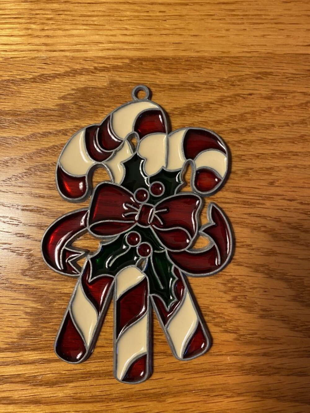 Vintage Christmas Stain Glass-Like Window Decor-Candy Canes